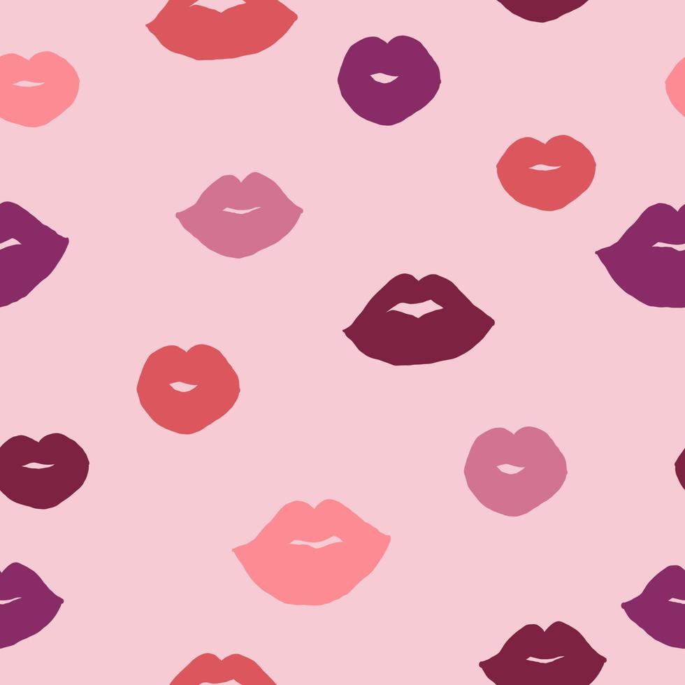 Labios dibujados a mano patrón multicolor abstracto moderno sin costuras. linda línea vectorial para papel, fondo de tela. vector