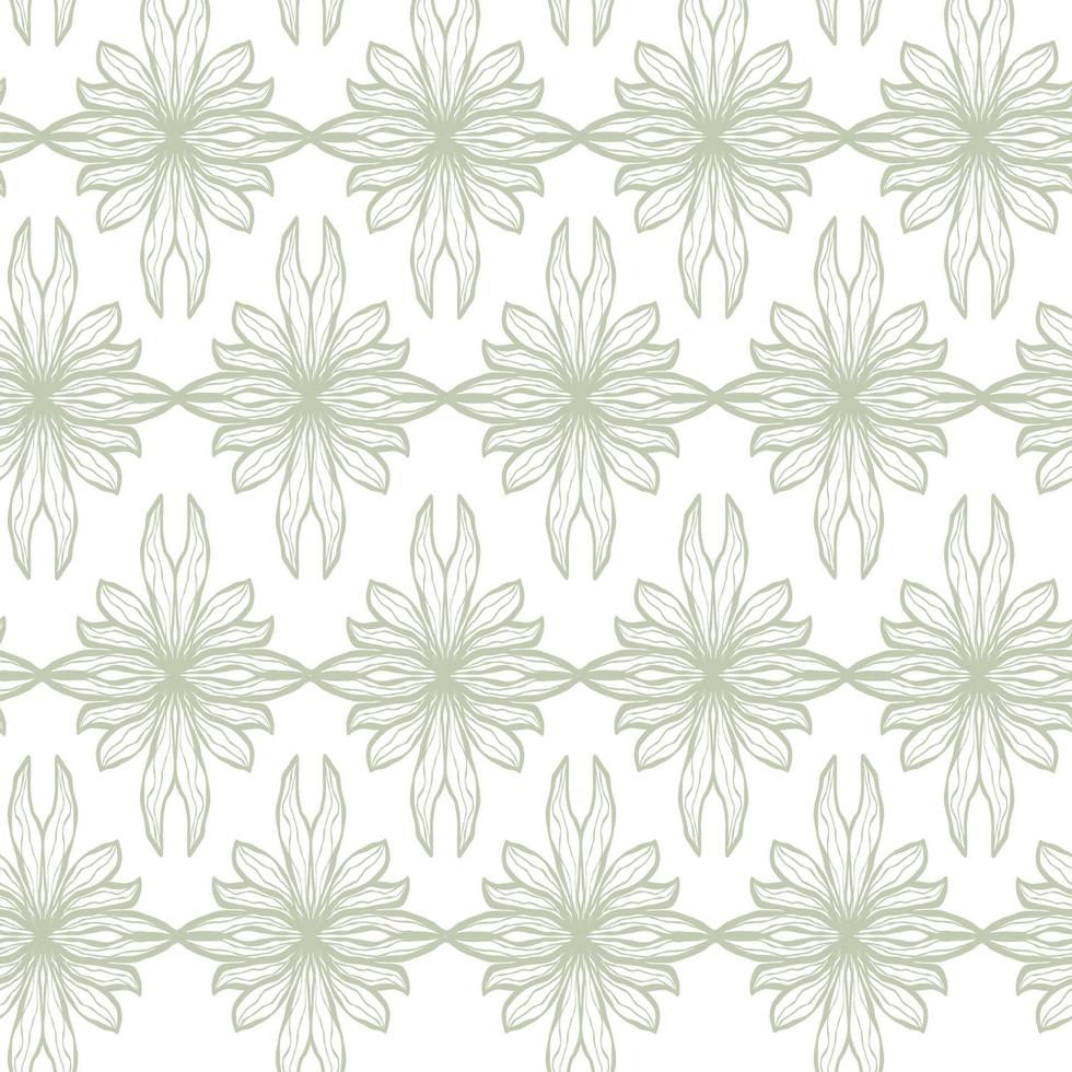 Pastel line green flowers white pattern abstract. Cute seamless pattern with floral doodle. Texture, textiles, children wallpaper. vector