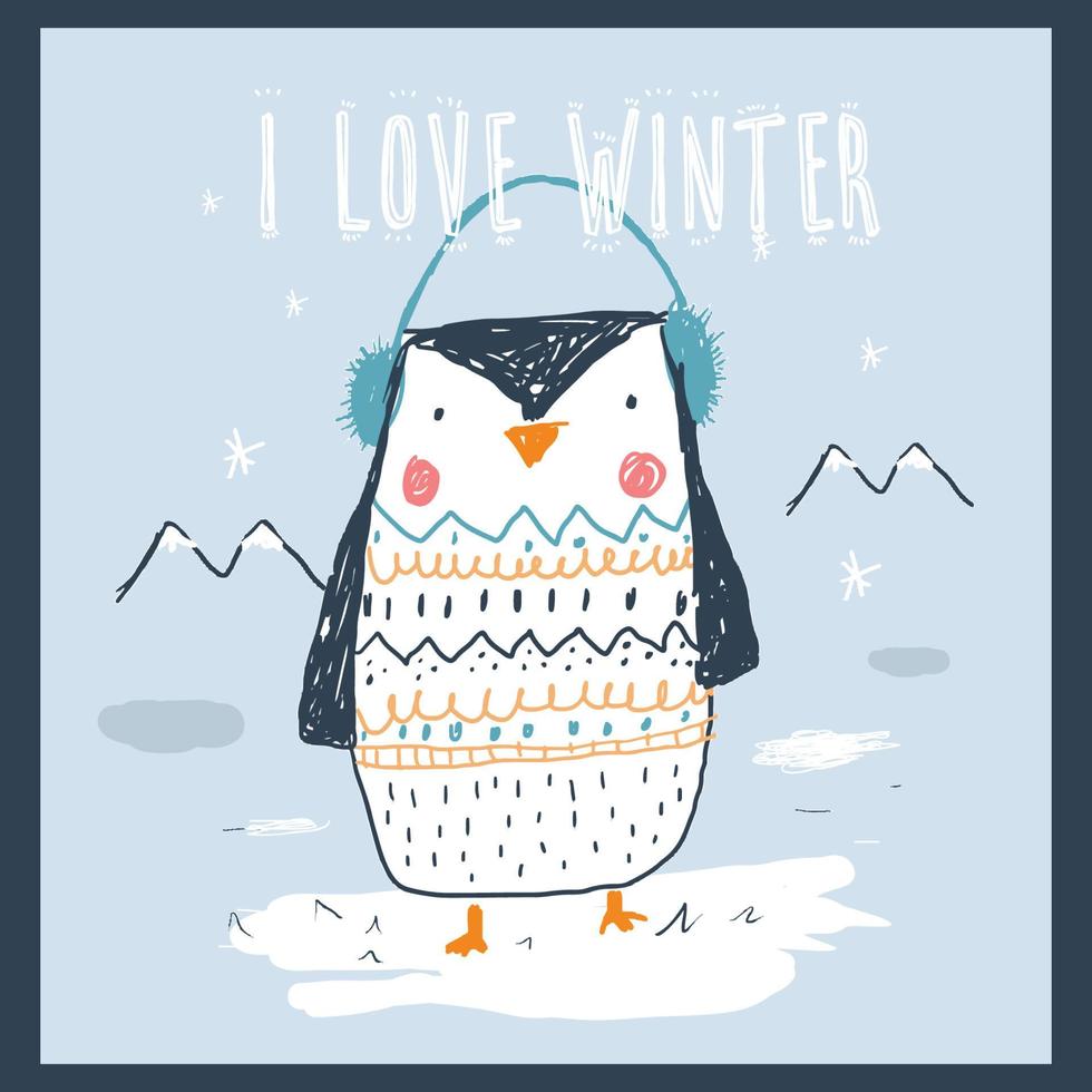 lindo icono de pingüino vector