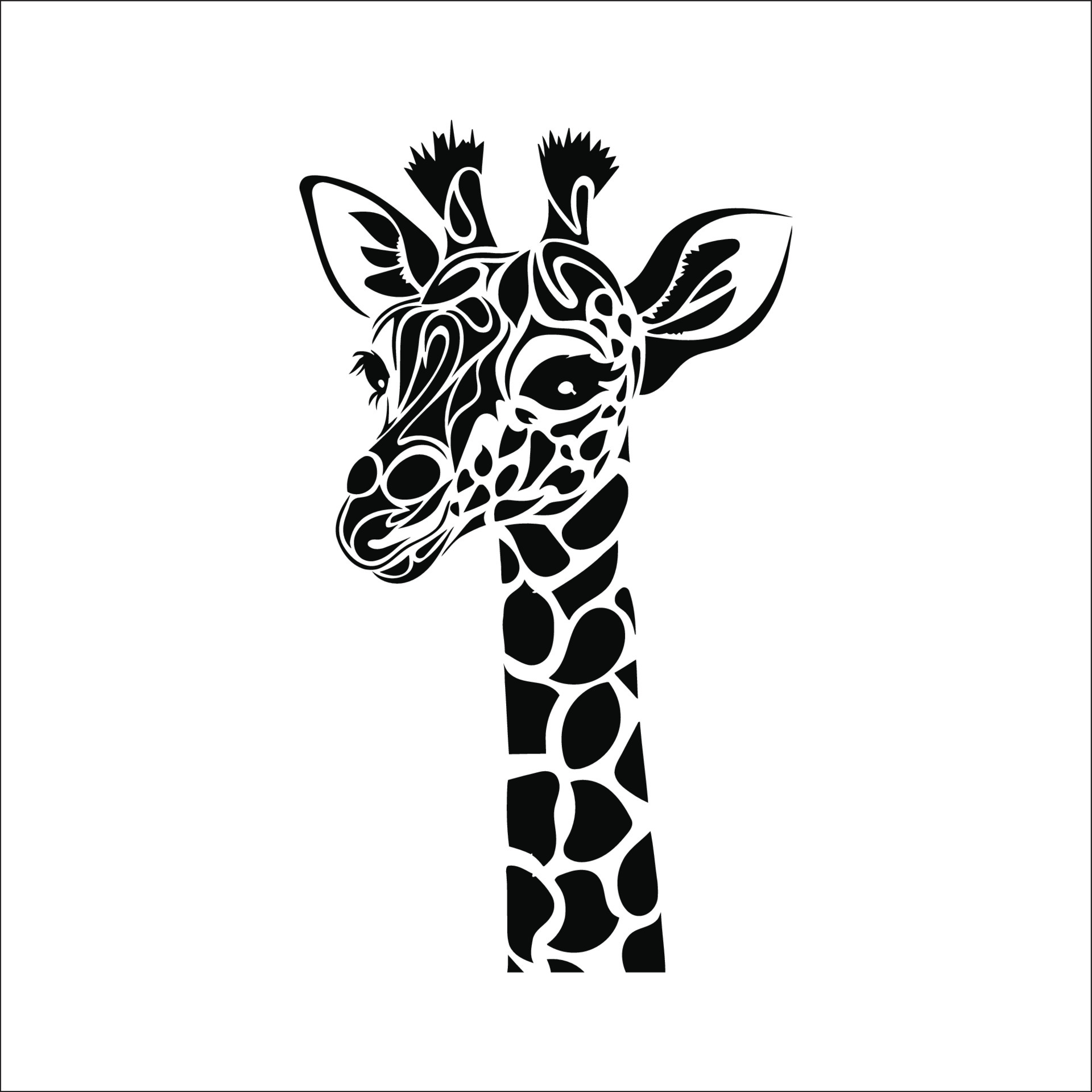 Жираф контурный рисунок