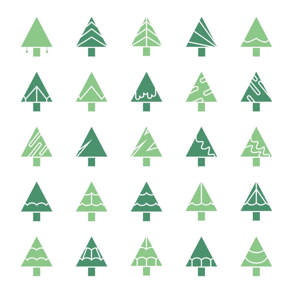 pine and christmas tree set vector illustration