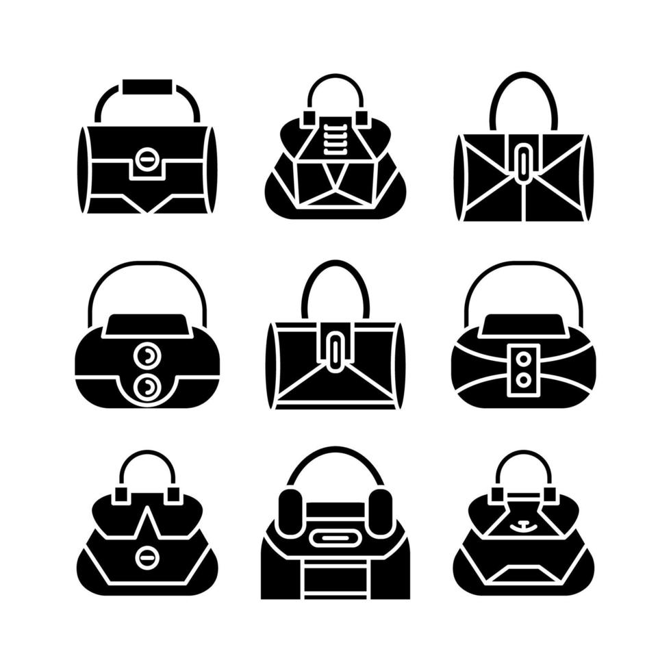 fashion hand bag icons set vector