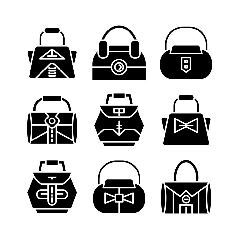 bolso de moda y conjunto de iconos de bolso de mano vector