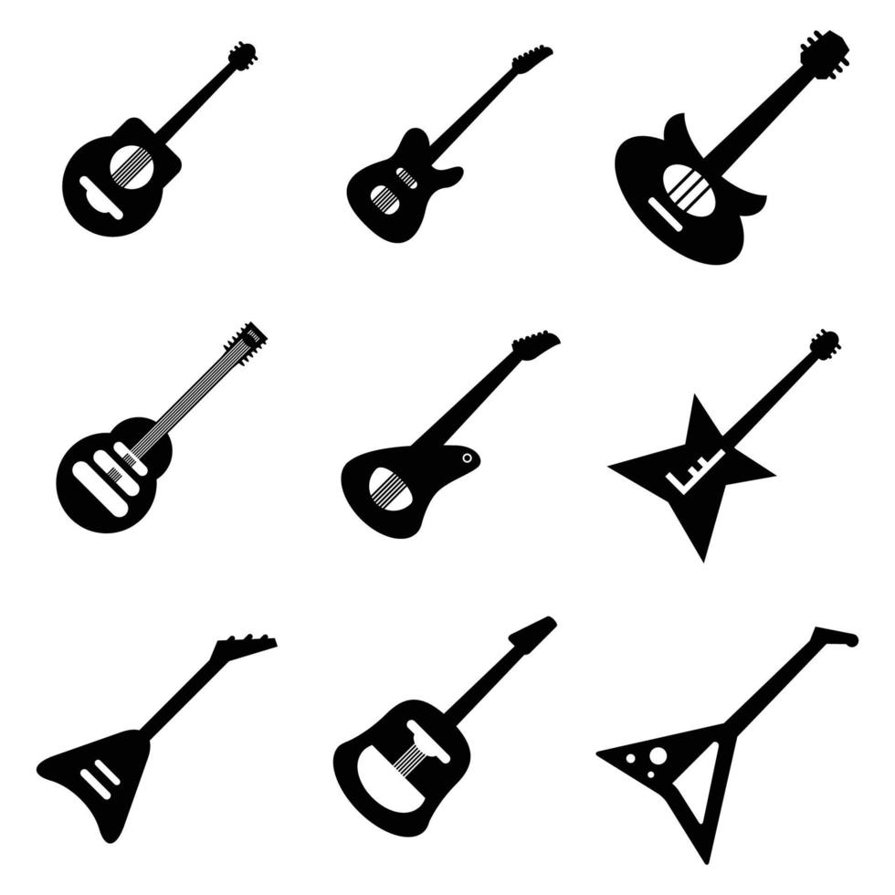 conjunto de ilustración de iconos de guitarra vector