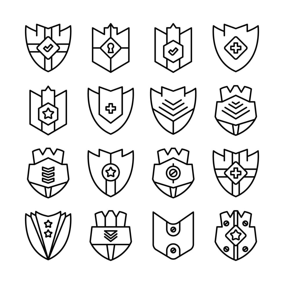 arte de línea de iconos de escudo medieval vector