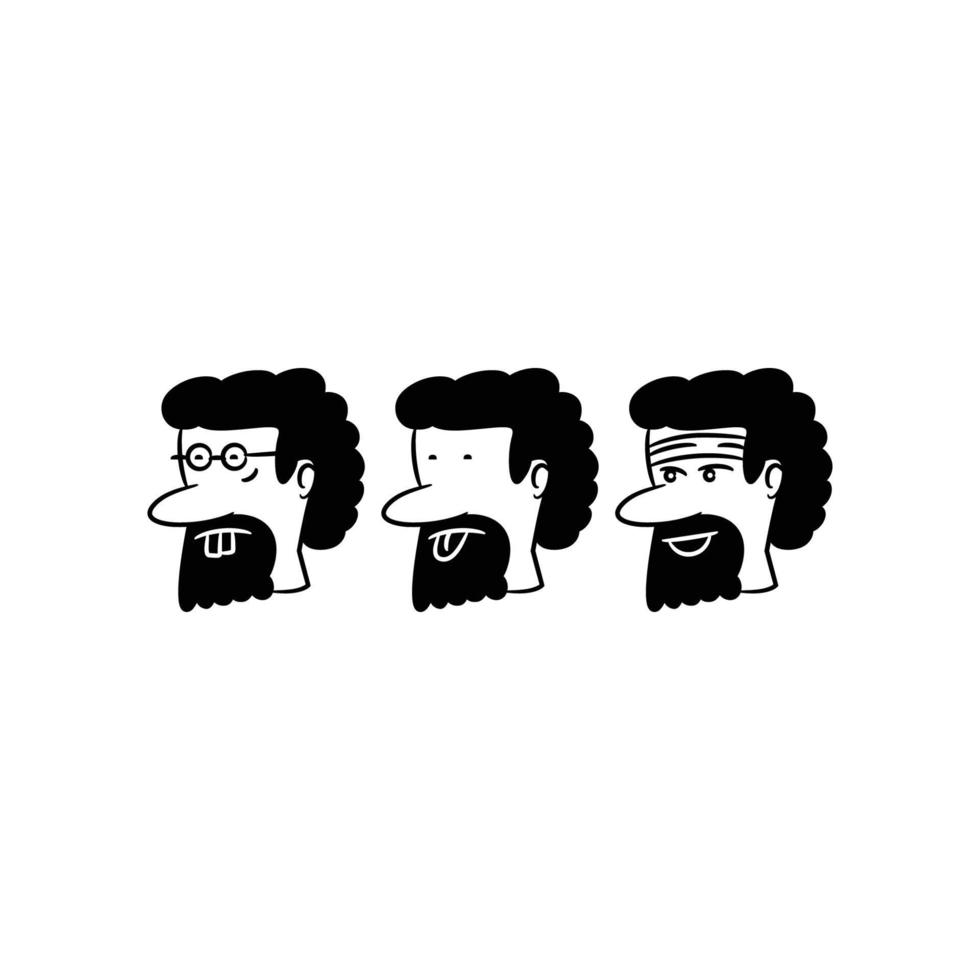 beard man comic avatars illustration vector