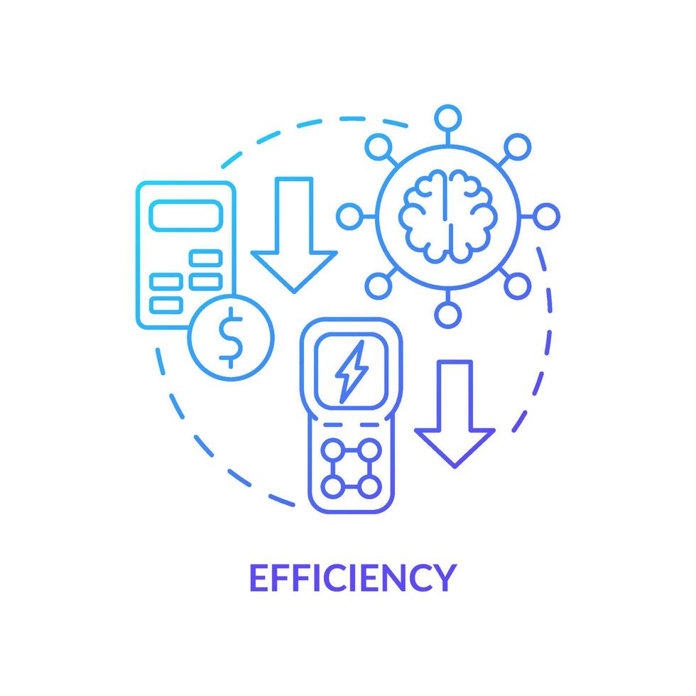 Efficiency blue gradient concept icon. Intelligent network providing. Smart grid features abstract idea thin line illustration. Isolated outline drawing. Roboto-Medium, Myriad Pro-Bold fonts used vector