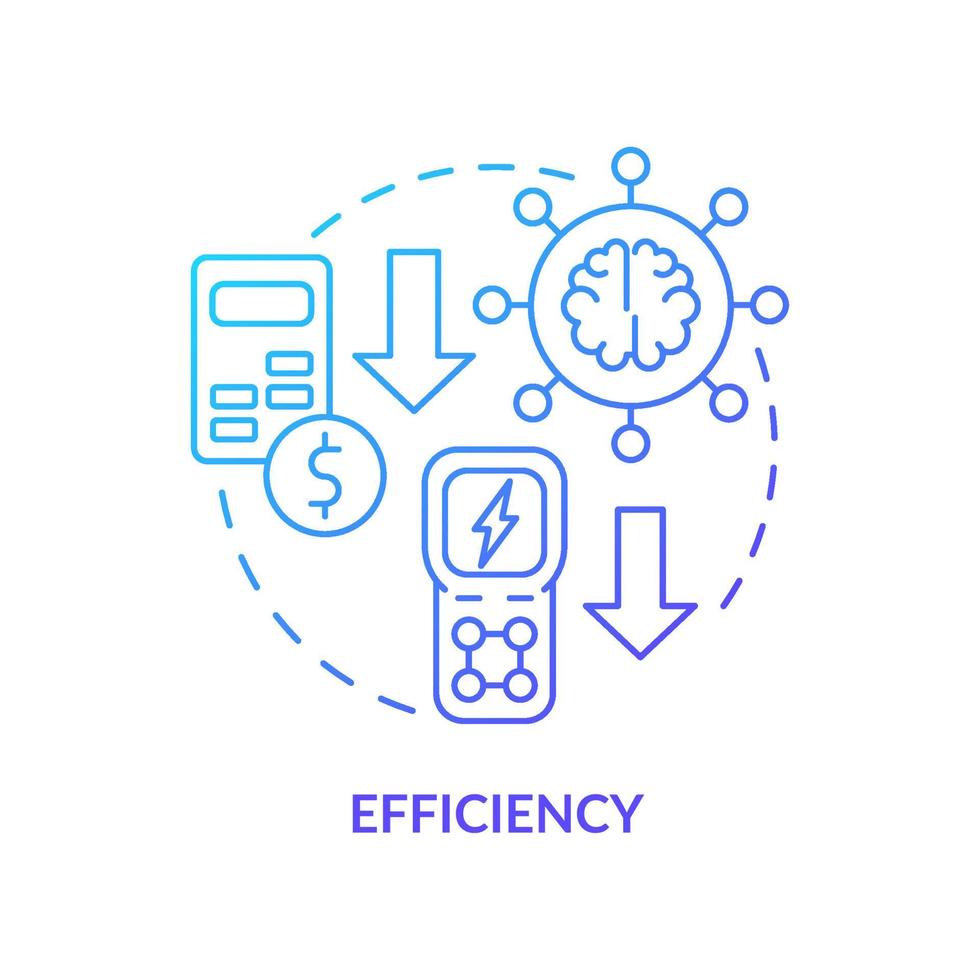 icono de concepto de gradiente azul de eficiencia. suministro de red inteligente. la red inteligente presenta una ilustración de línea delgada de idea abstracta. dibujo de contorno aislado. roboto-medium, innumerables fuentes pro-bold utilizadas vector