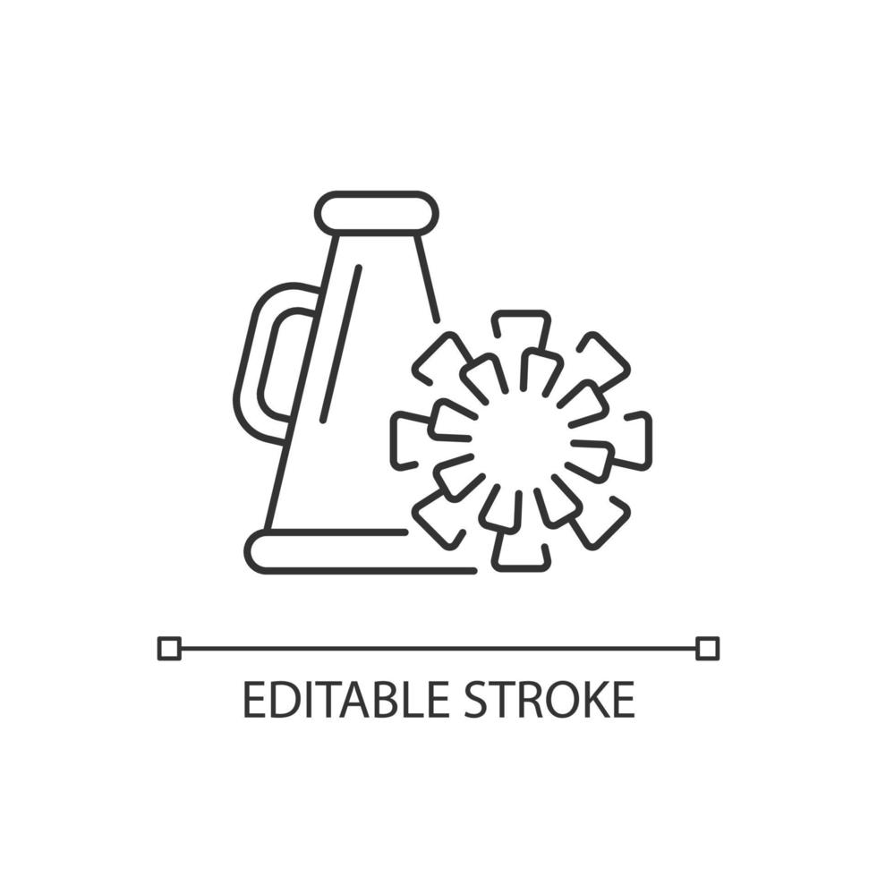 Cheerleading linear icon. Megaphone, pom-poms. Sport team support group. Dance perfomance. Thin line customizable illustration. Contour symbol. Vector isolated outline drawing. Editable stroke