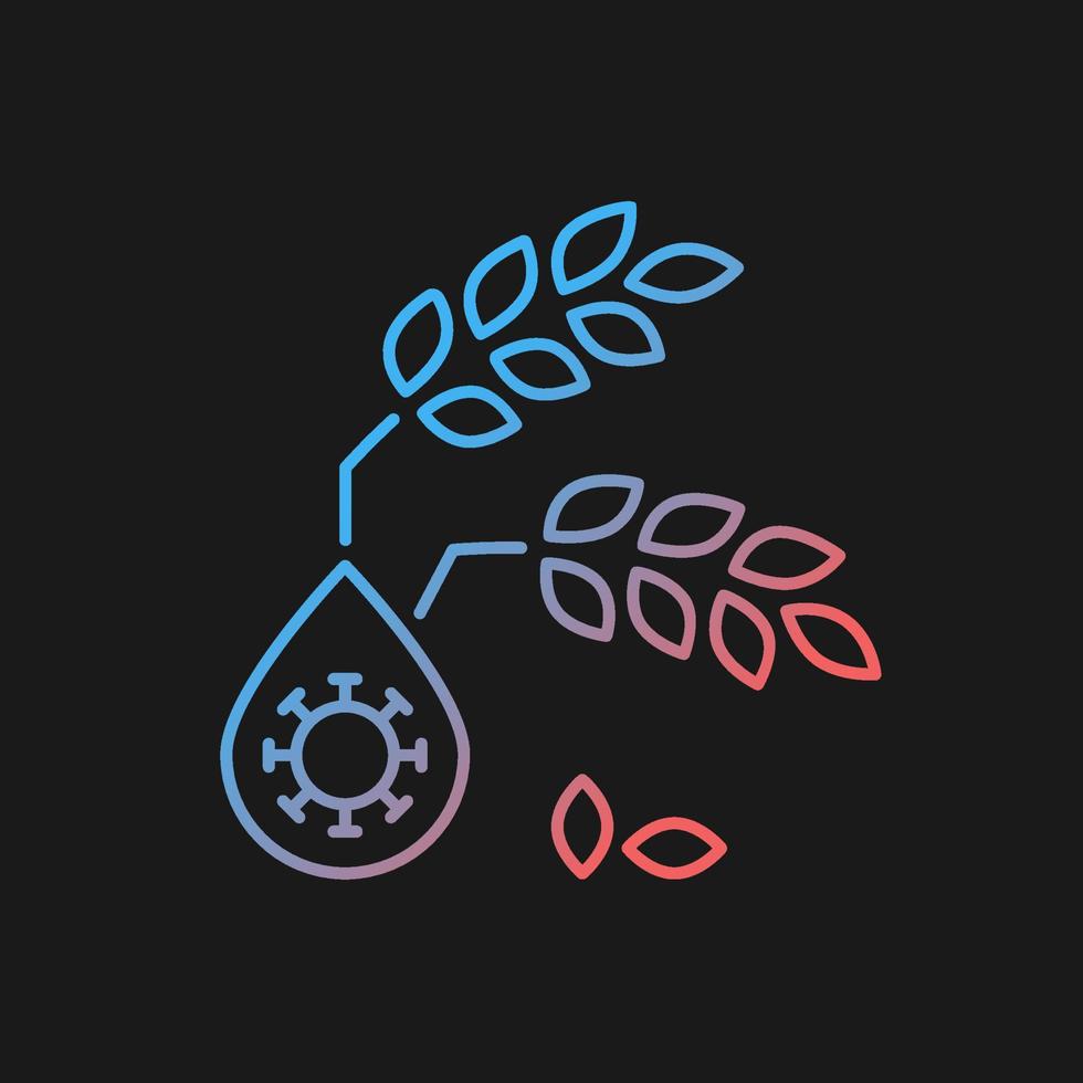 Unsafe water gradient vector icon for dark theme. Food insecurity and hunger. Yield diseases due to contamination. Thin line color symbol. Modern style pictogram. Vector isolated outline drawing