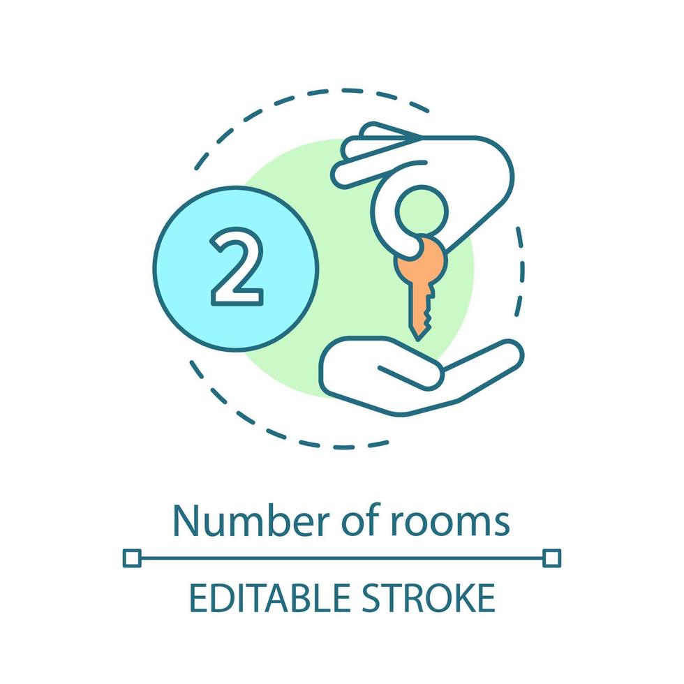 icono de concepto de número de habitaciones. reserva de hospedaje. entrega de llaves. seleccione la idea de la habitación del hotel ilustración de línea delgada. dibujo de contorno aislado vectorial. trazo editable vector