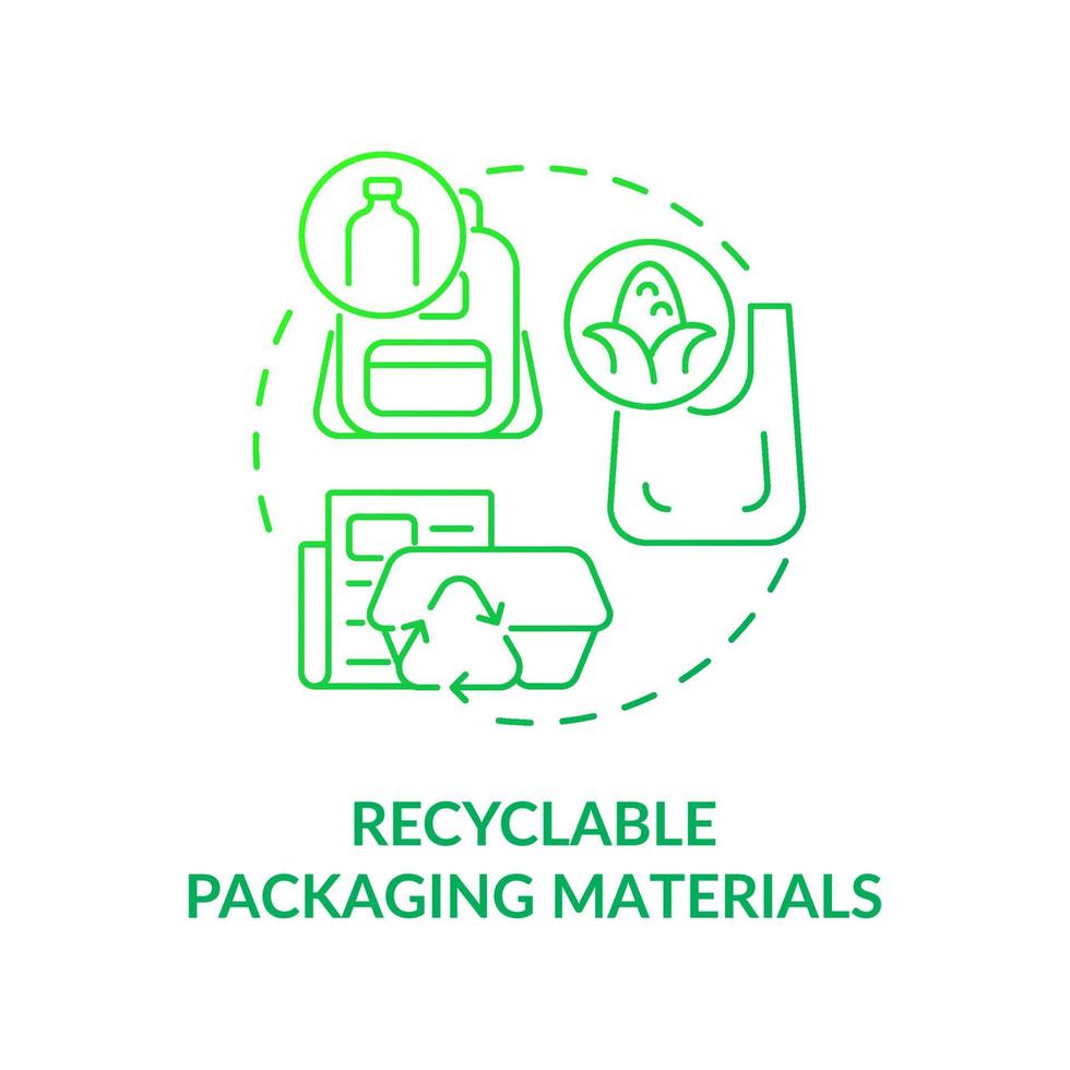 Recyclable packing materials concept icon. Care of environment. Reduction in amount of unrecyclable garbage abstract idea thin line illustration. Vector isolated outline color drawing