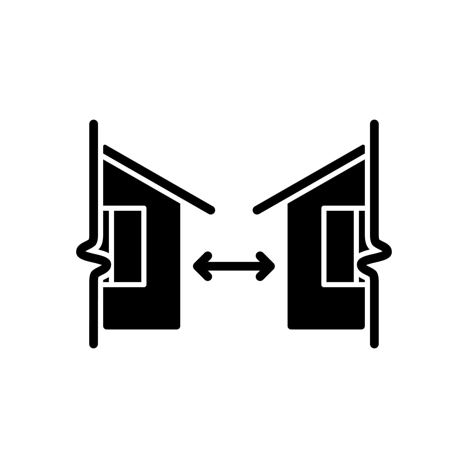 Minimum distance between buildings black glyph icon. Regulation for human habitation. Apartment