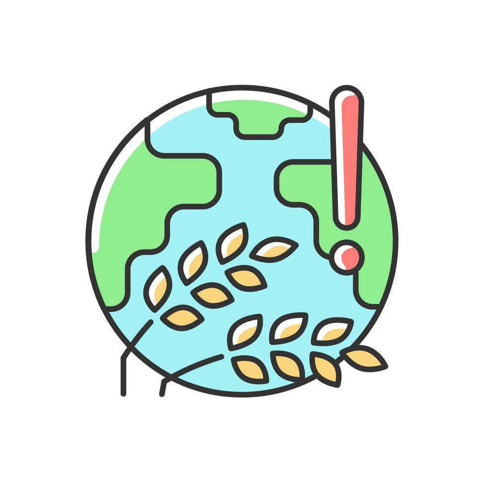 World harvest wilt RGB color icon. International starvation problem. Humanity disaster. Crop loss is possible due to climate changes. Isolated vector illustration. Simple filled line drawing