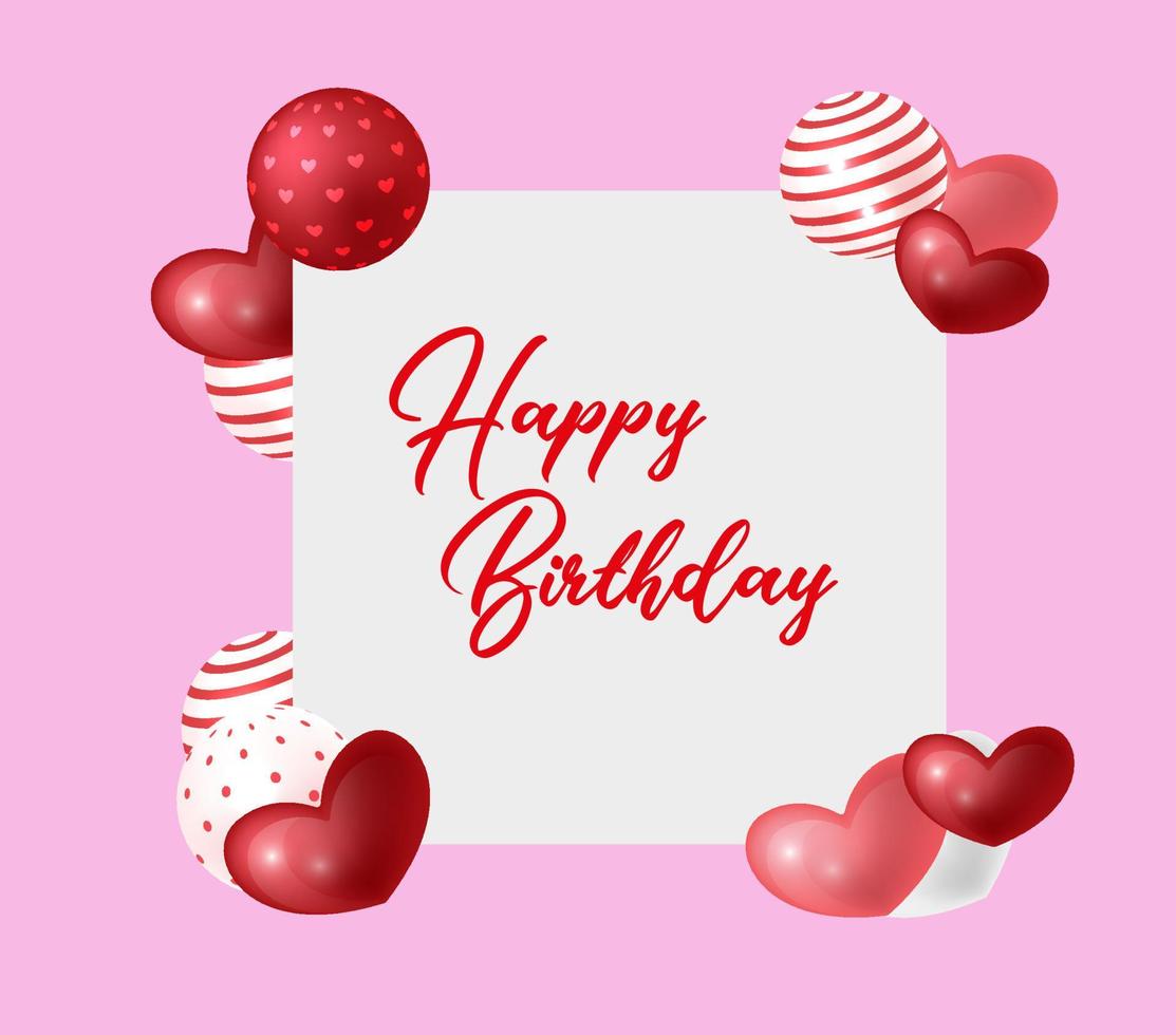 tarjeta de feliz cumpleaños con globos vector