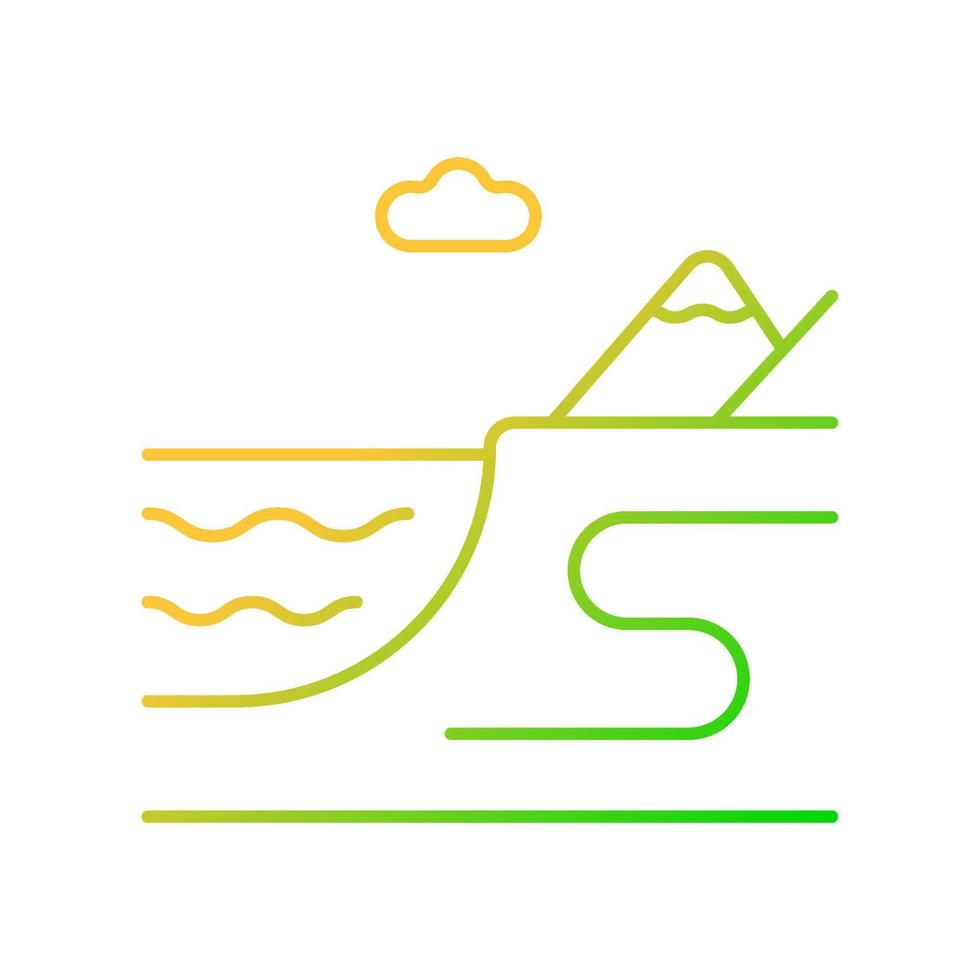 Coastal land gradient linear vector icon. Sea and ocean shore. Coastline. Marine ecosystem. Watershed landform. Thin line color symbol. Modern style pictogram. Vector isolated outline drawing