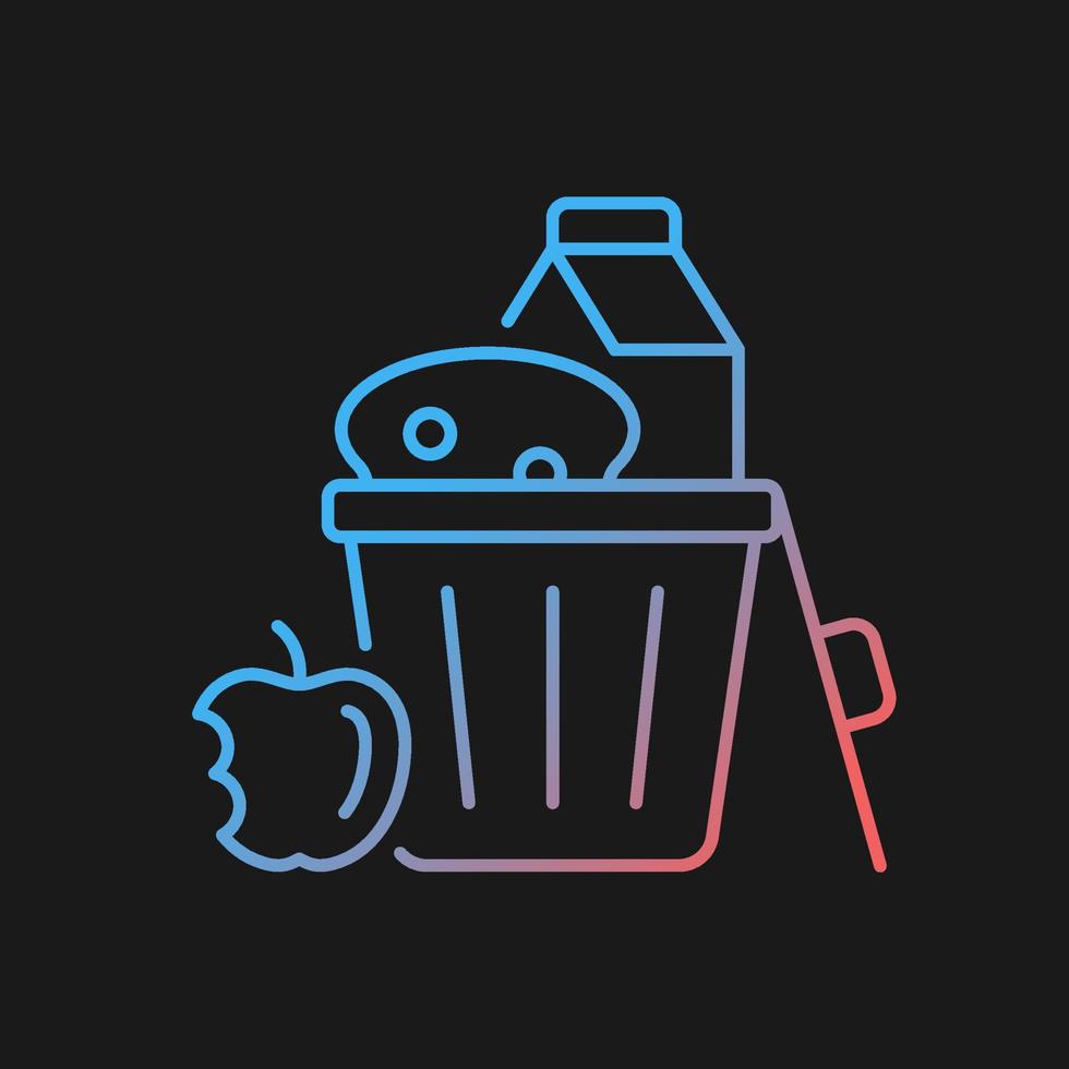 Food misuse gradient vector icon for dark theme. Excessive nutrition and addictive overeating. Food imbalance in world. Thin line color symbol. Modern style pictogram. Vector isolated outline drawing