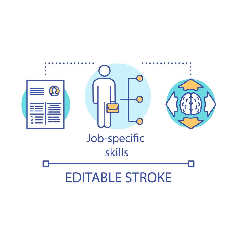Job specific skills concept icon. Company recruitment, hiring. Job interview, candidates cv idea thin line illustration. Employees resume vector isolated outline drawing. Editable stroke
