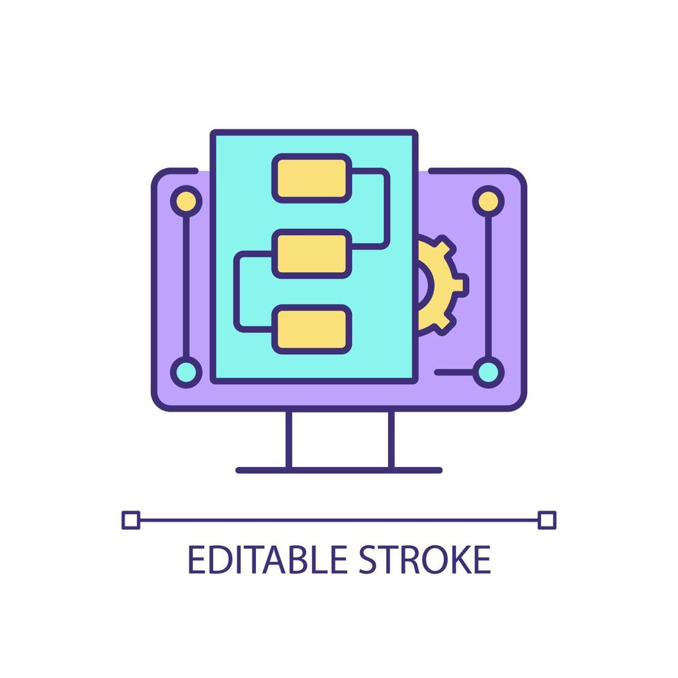 Digital project management RGB color icon. Organising resources. Managing online projects. Monitoring progress. Isolated vector illustration. Simple filled line drawing. Editable stroke