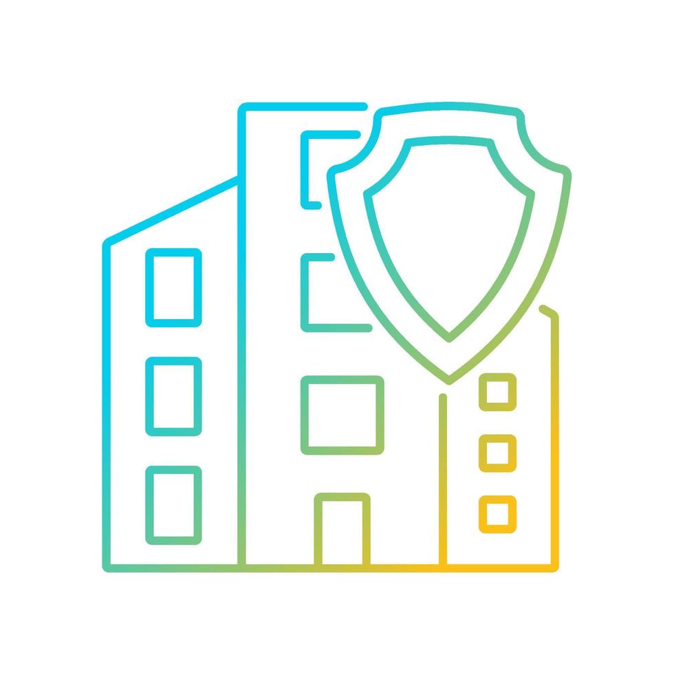 Commercial property insurance gradient linear vector icon. Real estate protection policy. Business offer. Thin line color symbol. Modern style pictogram. Vector isolated outline drawing