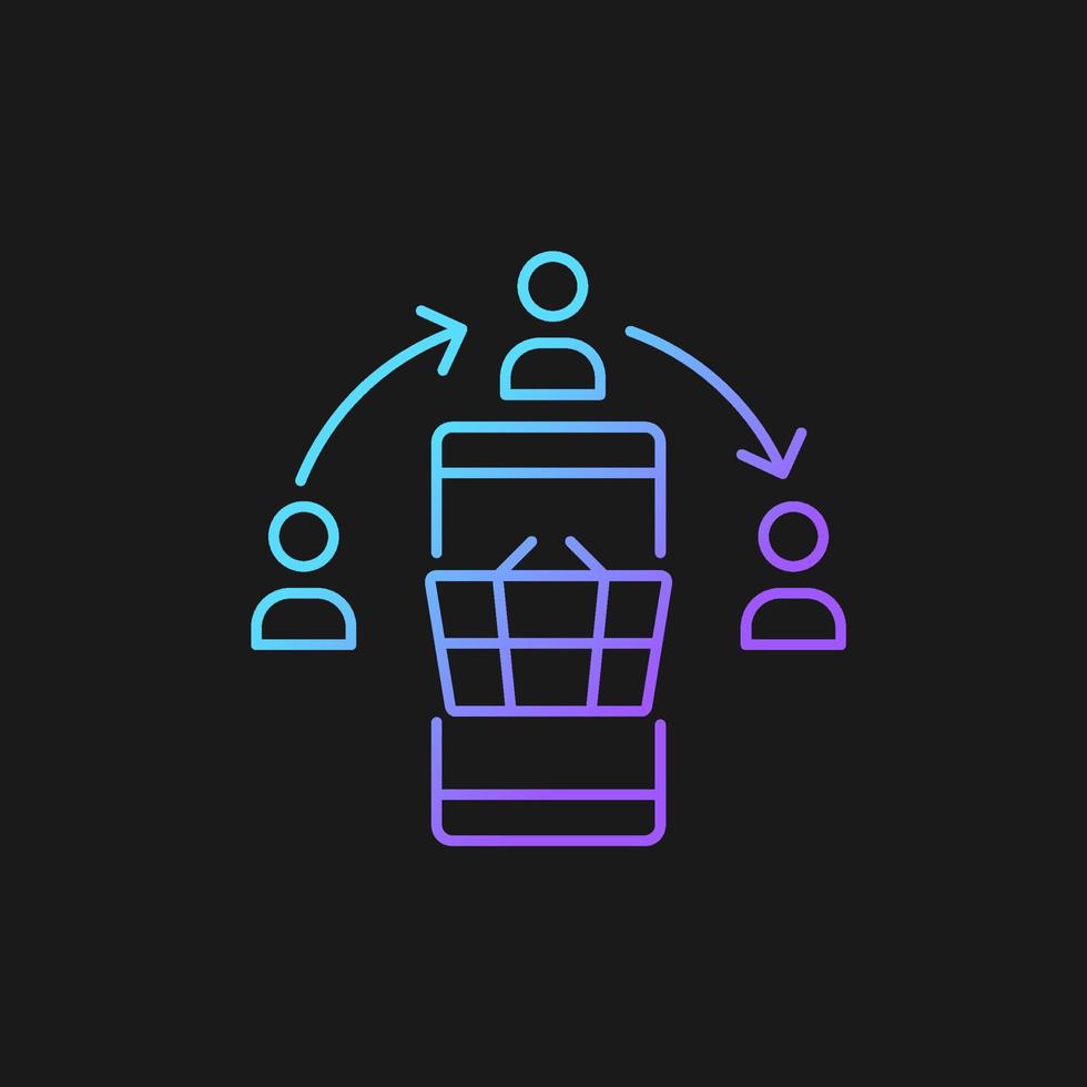Social selling strategy gradient vector icon for dark theme. Leveraging social networks. Building authority online. Thin line color symbol. Modern style pictogram. Vector isolated outline drawing
