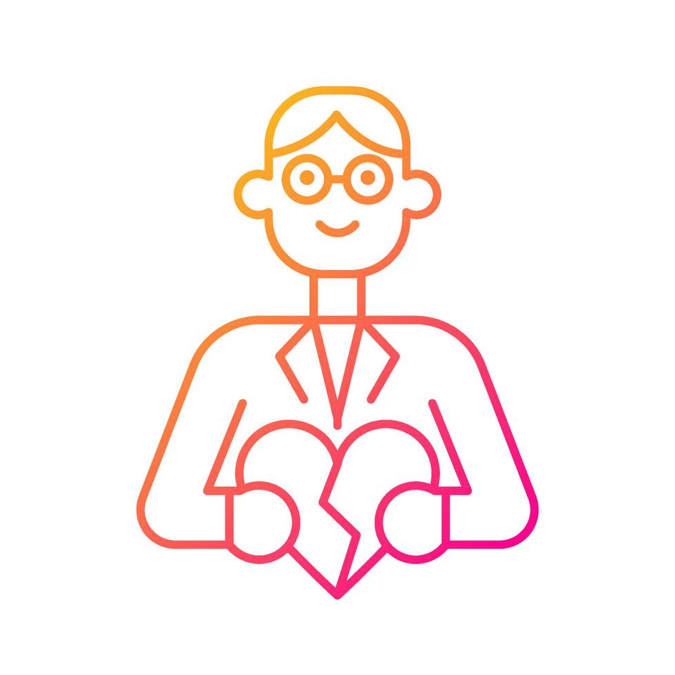 Couple and family counsellor gradient linear vector icon. Relationship, marriage therapy. Mental issues in family life. Thin line color symbol. Modern style pictogram. Vector isolated outline drawing