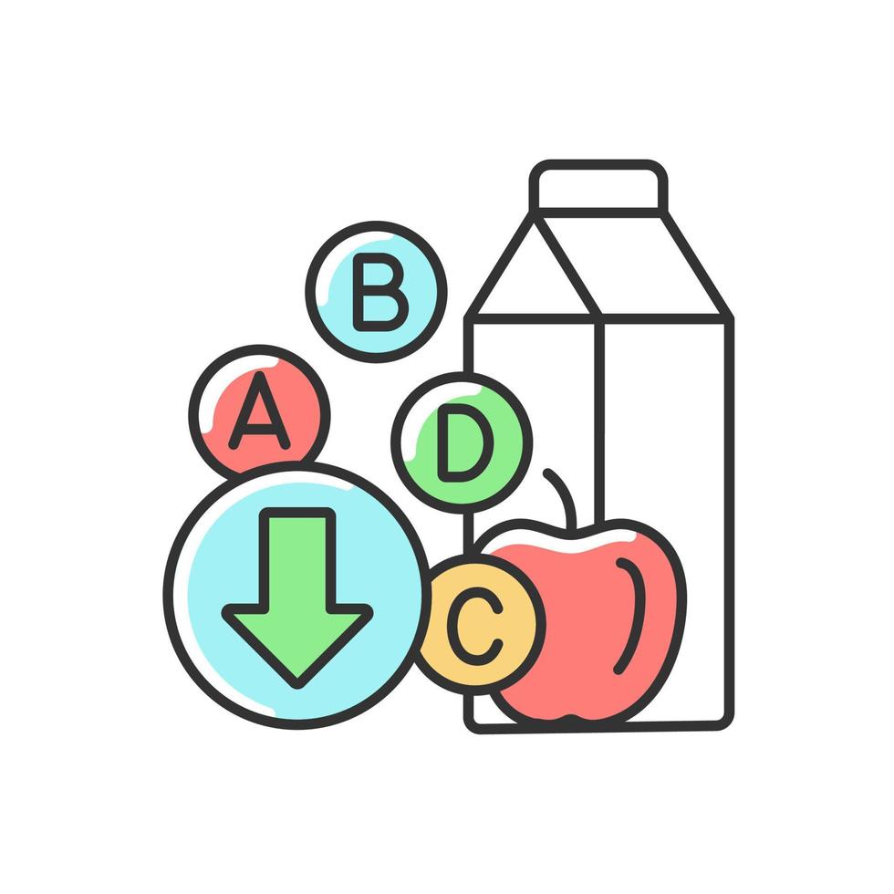 icono de color rgb de deficiencia de vitamina. falta de nutrientes debido  al hambre. nutrición inadecuada. problema de salud. la ingesta dietética.  desnutrición mineral. ilustración vectorial aislada. dibujo lineal relleno  simple 5745690