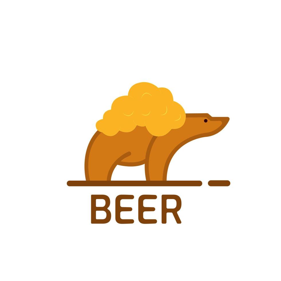 logotipo simple combinado de oso y cerveza vector