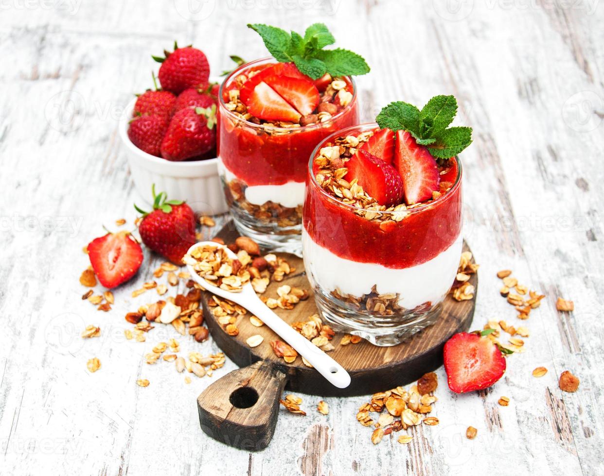 Yogurt and granola for breakfast 5745917 Stock Photo at Vecteezy