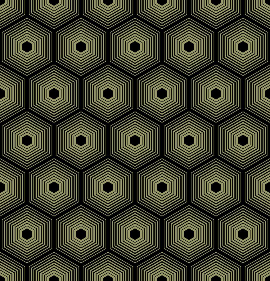 fondo verde oliva con hexágonos vectoriales negros vector