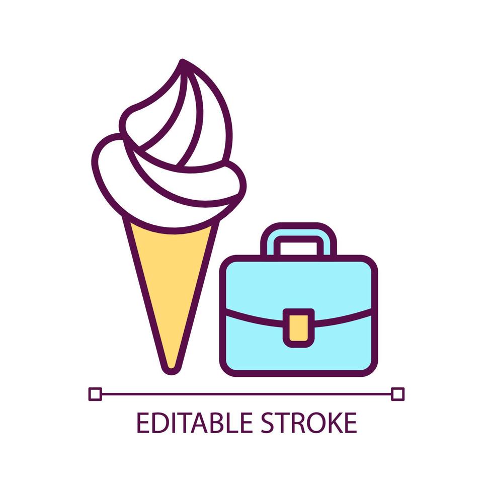 Work incentive RGB color icon. Employee encouragement. Ice cream selling. Career in food service. Isolated vector illustration. Simple filled line drawing. Editable stroke. Arial font used