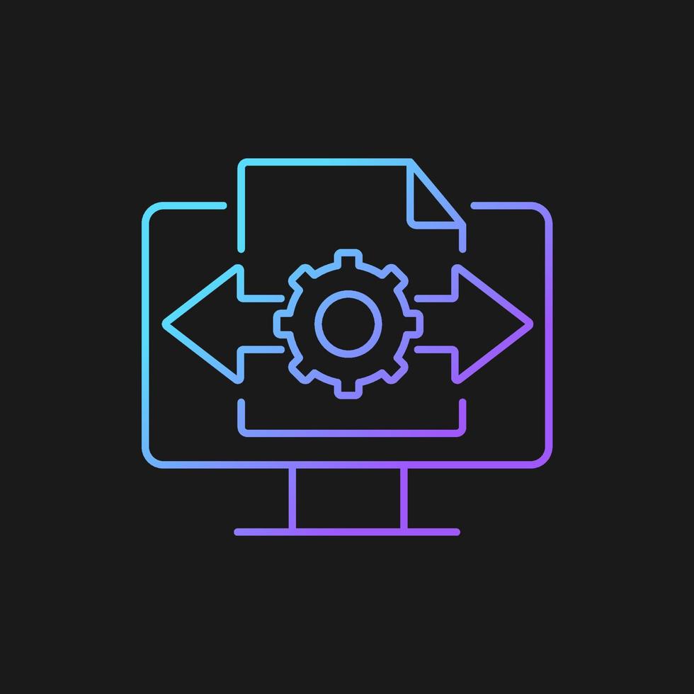 Decision making gradient vector icon for dark theme. Make strategic choice. Digital transformation. Problem solving. Thin line color symbol. Modern style pictogram. Vector isolated outline drawing