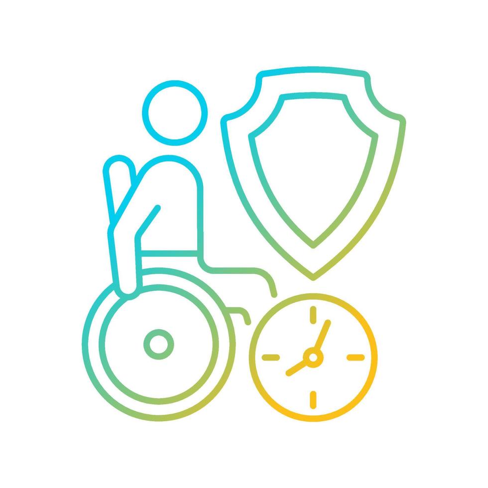 Long-term care insurance gradient linear vector icon. Healthcare financial support. Medical costs cover. Thin line color symbol. Modern style pictogram. Vector isolated outline drawing