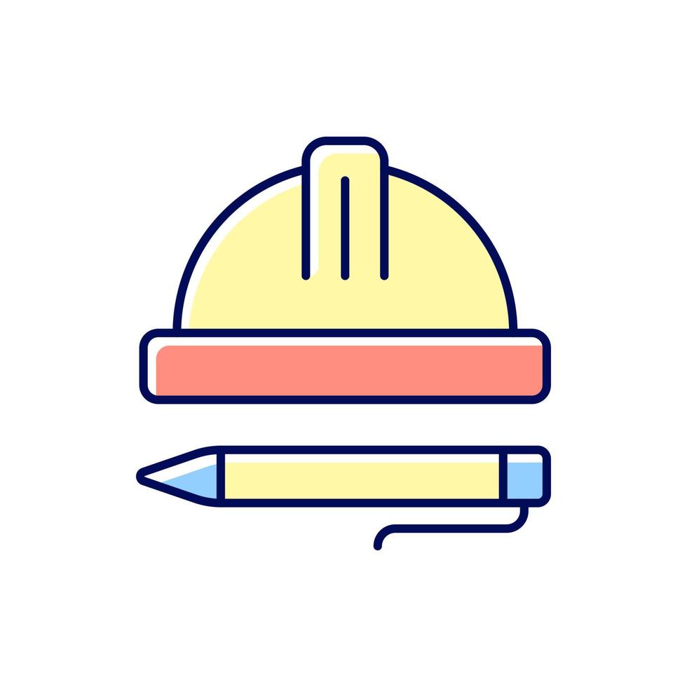Inspection RGB color icon. Building inspector. New construction evaluation. Check property for critical defects. Exploring new home in detail. Isolated vector illustration. Simple filled line drawing