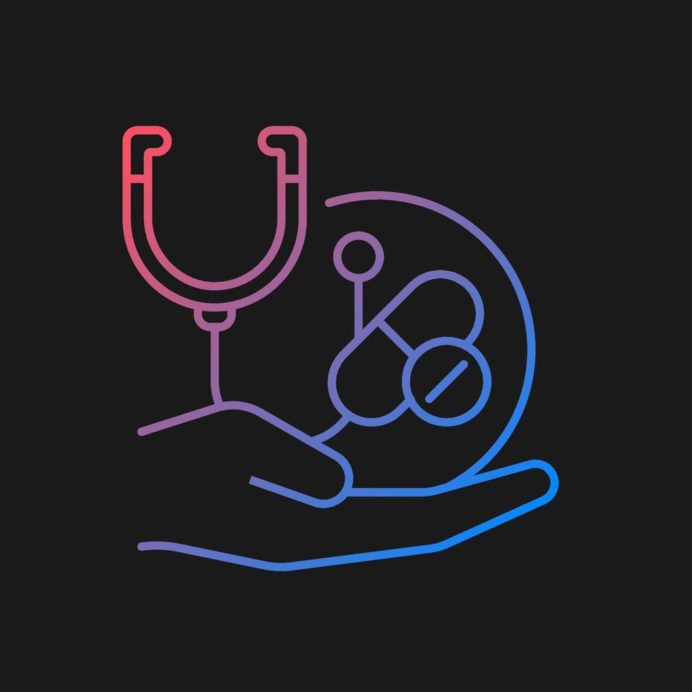 Improving treatment gradient vector icon for dark theme. New drug development. Improve standard of healthcare. Thin line color symbol. Modern style pictogram. Vector isolated outline drawing