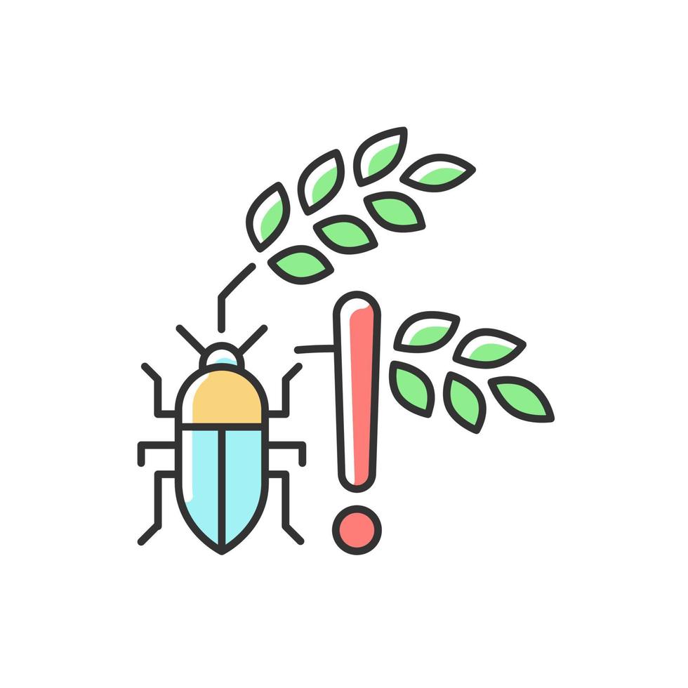 Pests danger RGB color icon. Insects and diseases damage harvest. Hunger and starvation reason. Farming problem. Food insecurity. Isolated vector illustration. Simple filled line drawing