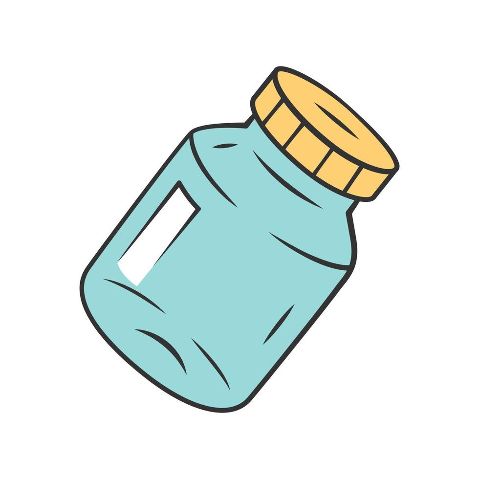 Refillable spice jar color icon. Reusable container for pepper, salt. Eco-friendly glassware, mason jar. Isolated vector illustration