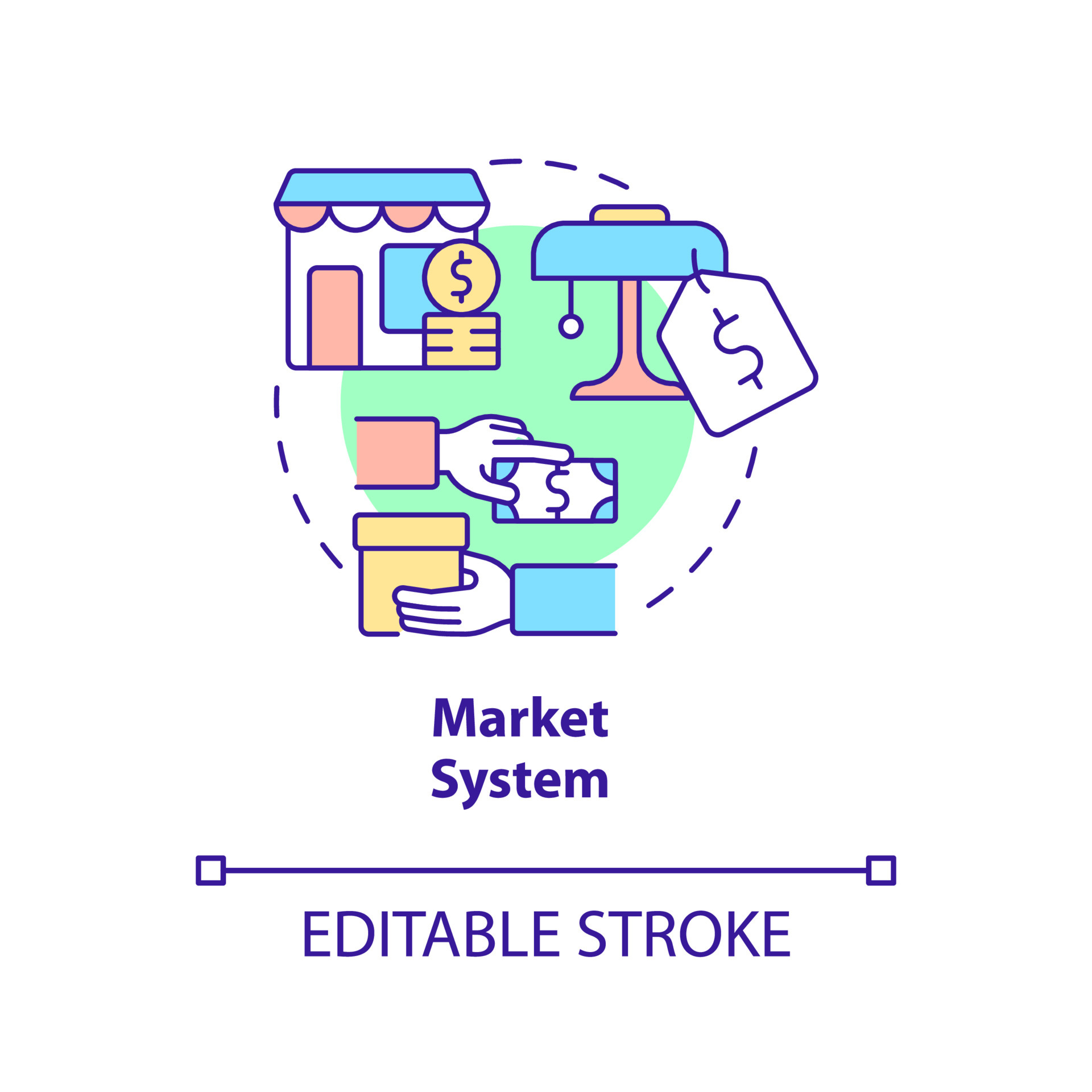 Market system concept icon. Free enterprise. Economic systems types