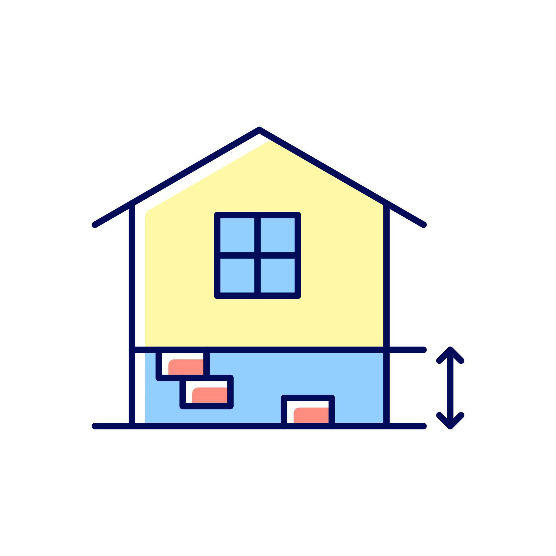 Adequate plinth height RGB color icon. Foundation construction. Footing