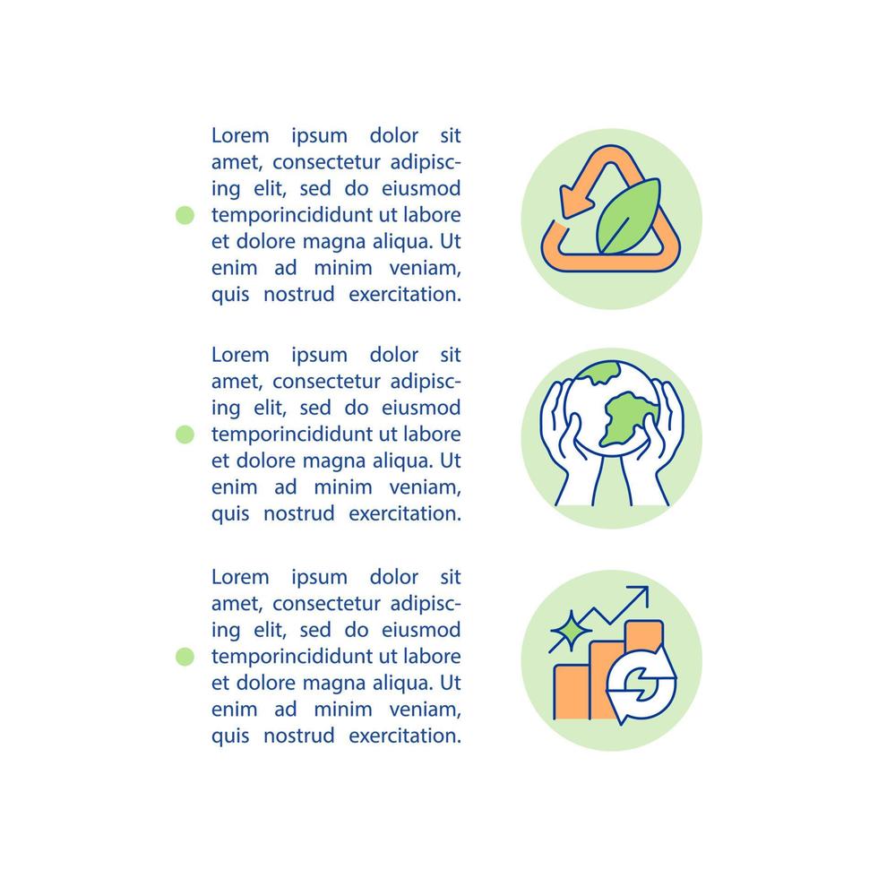 Environment protection concept line icons with text. PPT page vector template with copy space. Brochure, magazine, newsletter design element. Waste upcycling linear illustrations on white
