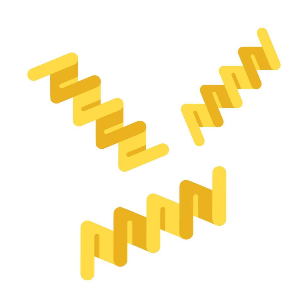 fusilli diseño plano icono de color de sombra larga. pasta italiana. fideos retorcidos. Tiras de masa en forma de sacacorchos. producto culinario semiacabado. cocina mediterranea. ilustración de silueta vectorial vector