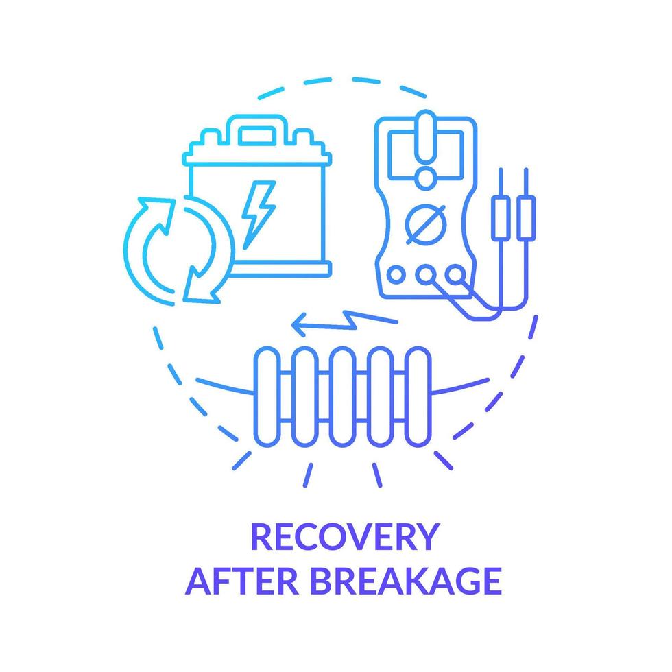 Recovery after breakage blue gradient concept icon. Smart grid repair service abstract idea thin line illustration. Isolated outline drawing. Roboto-Medium, Myriad Pro-Bold fonts used vector