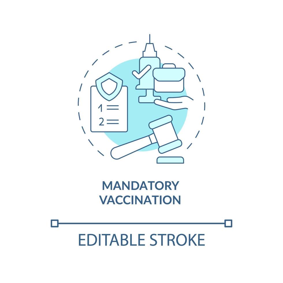 Mandatory vaccination blue concept icon. Protection against covid abstract idea thin line illustration. Local and state regulations. Vector isolated outline color drawing. Editable stroke