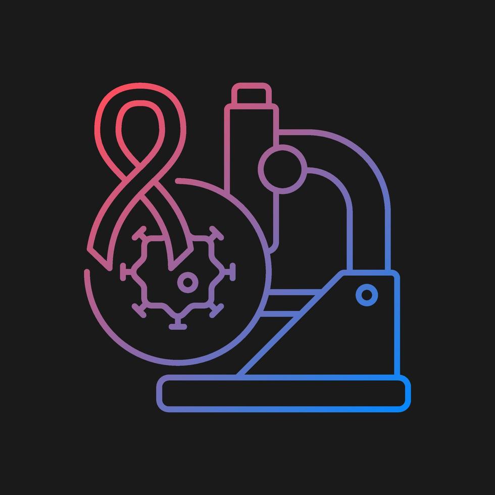 Cancer clinical trials gradient vector icon for dark theme. Development in cancer treatment. Medical oncology. Thin line color symbol. Modern style pictogram. Vector isolated outline drawing