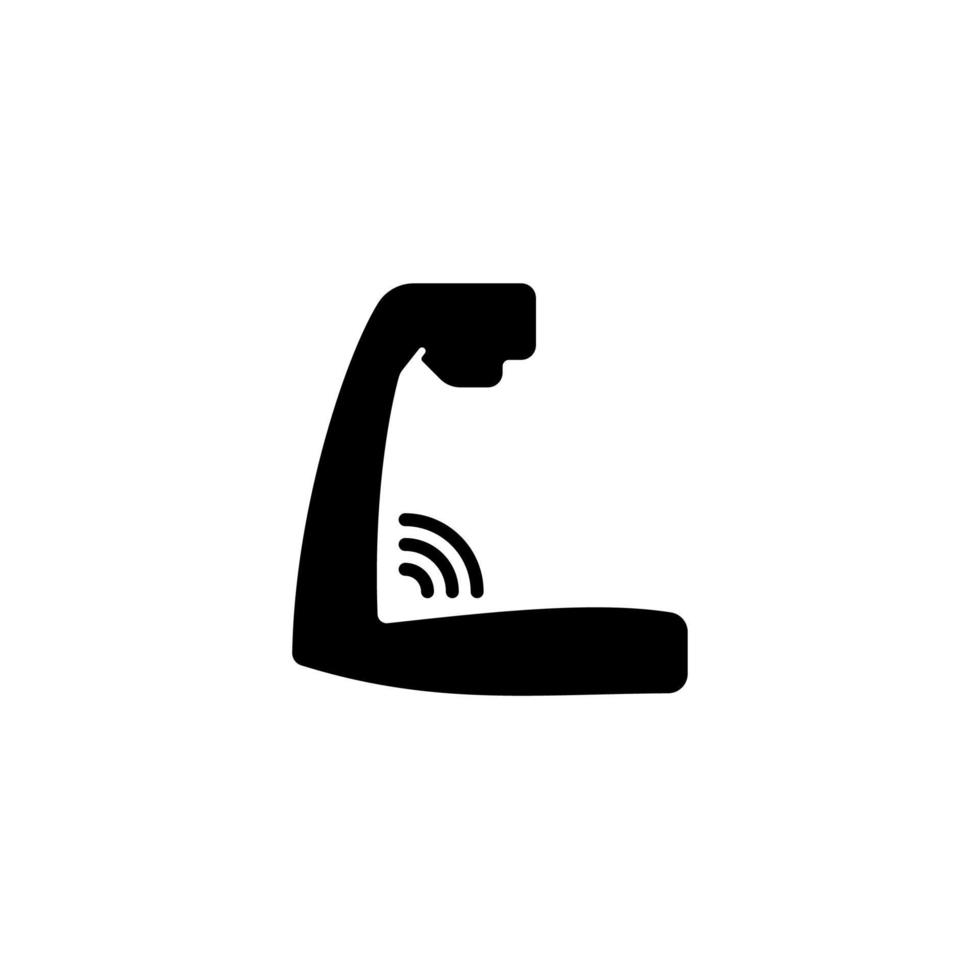 Lack of muscular strength black glyph icon. Experiencing weakness. Muscle atrophy. Joint disorders. Chronic autoimmune disease. Silhouette symbol on white space. Vector isolated illustration