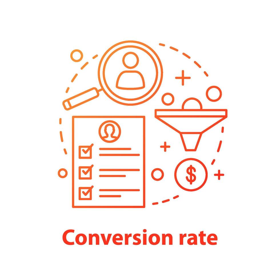 Conversion rate concept icon. CR. Sales funnel idea thin line illustration. Marketing. Website traffic. Web analytics. Vector isolated outline drawing