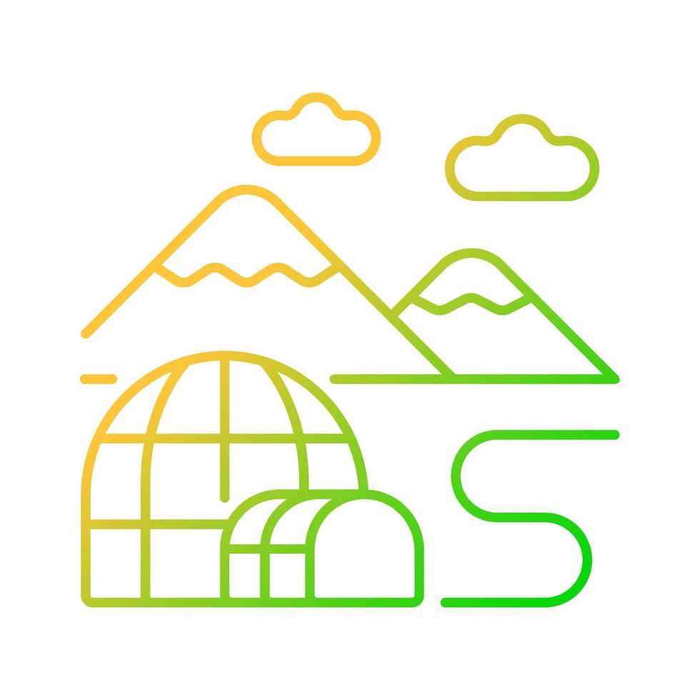 icono de vector lineal de gradiente de tundra. región ártica fría. accidente geográfico llano sin árboles. desierto polar bioma alpino del norte. símbolo de color de línea delgada. pictograma de estilo moderno. dibujo de contorno aislado vectorial