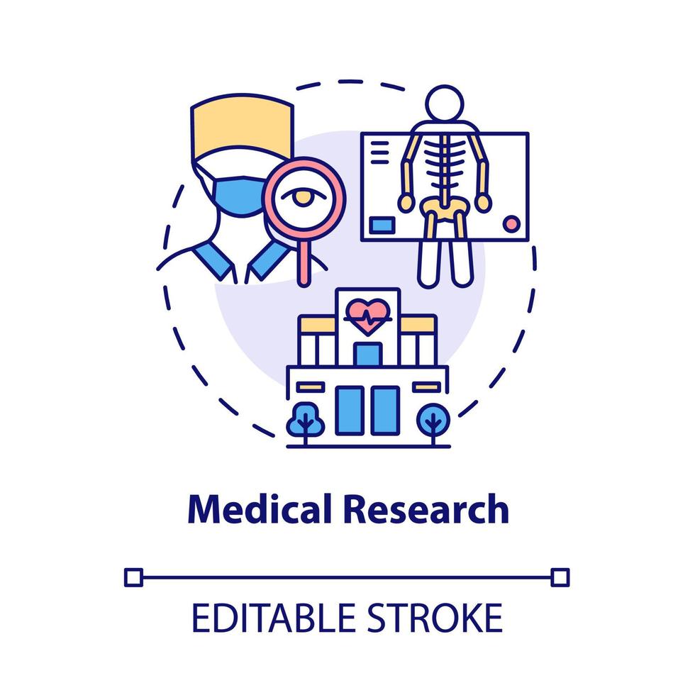 Medical research concept icon. Arthritis clinic services abstract idea thin line illustration. Doctor checkup and examination. Diagnosis. Vector isolated outline color drawing. Editable stroke