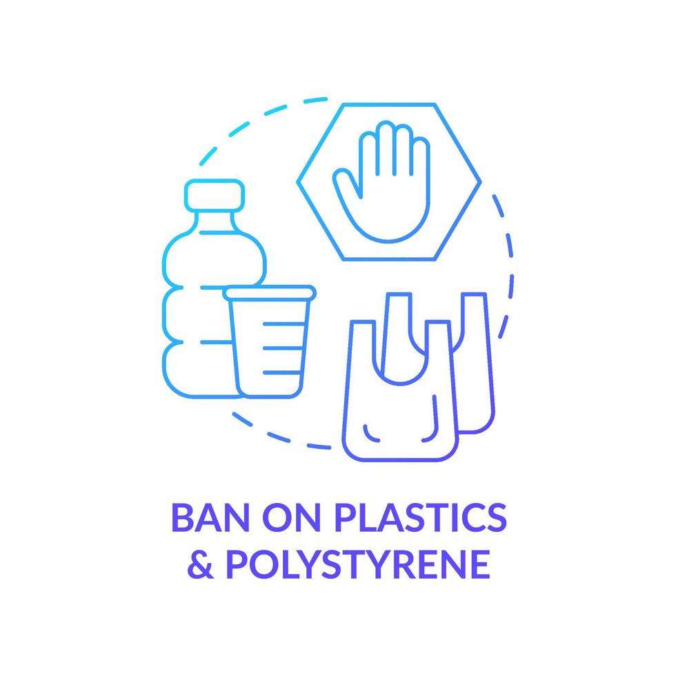 Ban on plastics, polystyrene materials concept icon. environment protection, Reduction in world pollution level abstract idea thin line illustration. Vector isolated outline color drawing