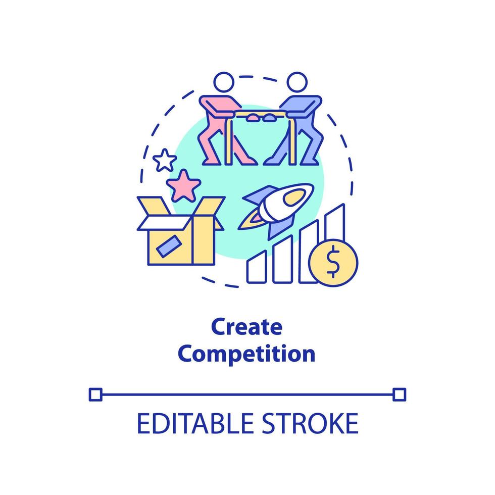 Create competition concept icon. Business struggle. Market economy pros abstract idea thin line illustration. Isolated outline drawing. Editable stroke. Arial, Myriad Pro-Bold fonts used vector